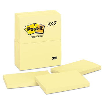 Post-it® Notes Original Pads In Canary Yellow, Lined, 4 X 6, 100-sheet, 5-pack freeshipping - TVN Wholesale